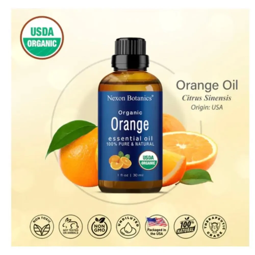 2 Bottles of Organic Orange Essential Oil 30 ml each